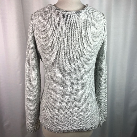 Timing Gray Cable Fringe Sweater L - Picture 5 of 7